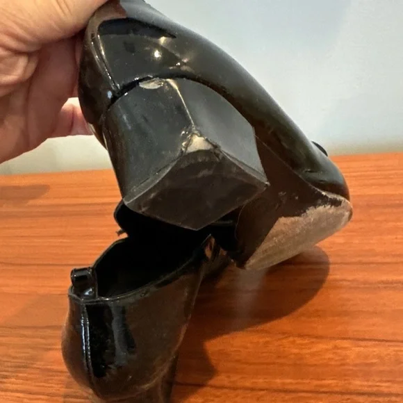 CHANEL Loafers Patent Leather Black Heeled Loafers Size 37 US 6.5/7 Women’s - Picture 9 of 12